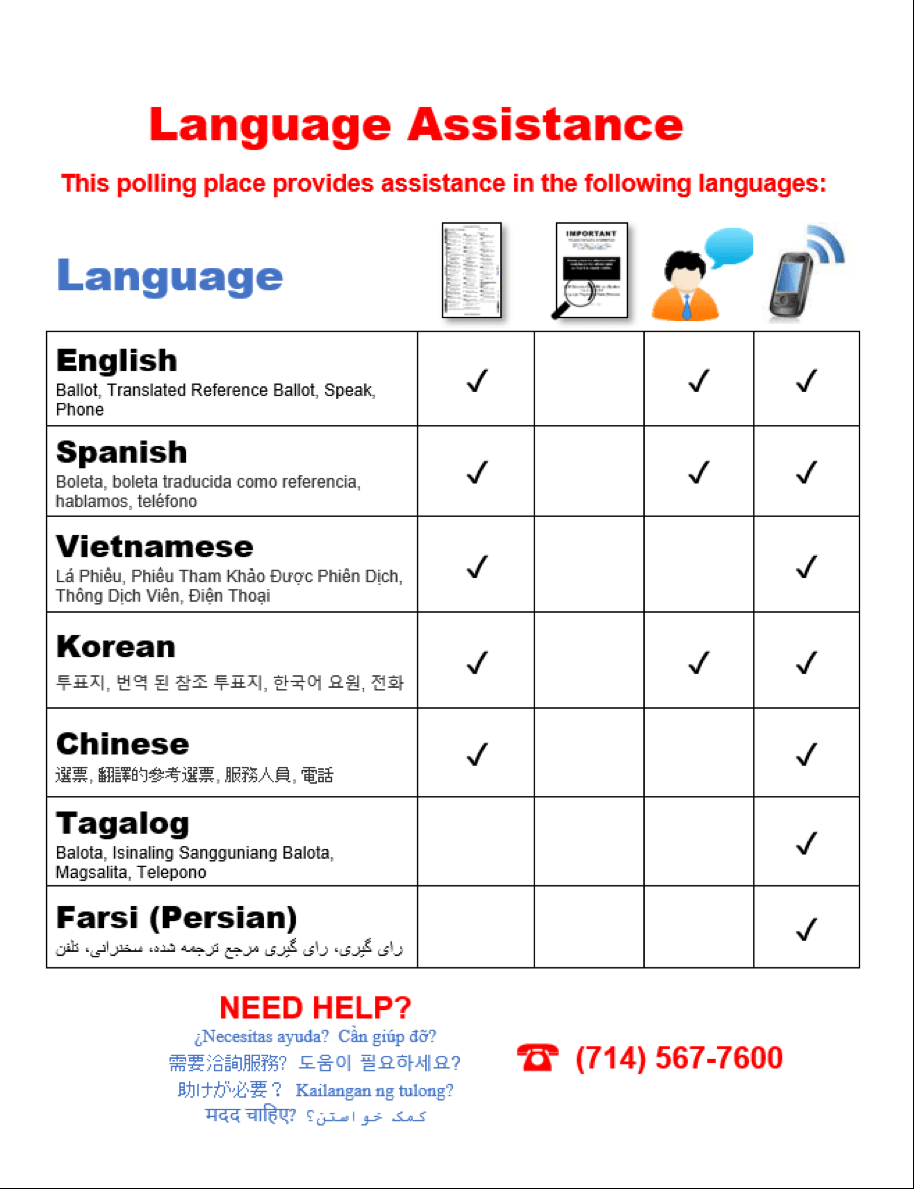 Language Assistance Card