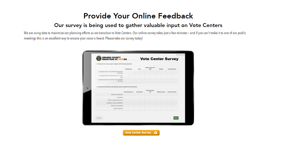 Online Vote Center Survey Screenshot