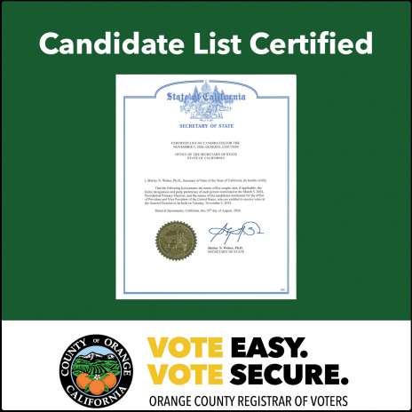 Headline image for Candidate List Certified and Ballot Creation Begun